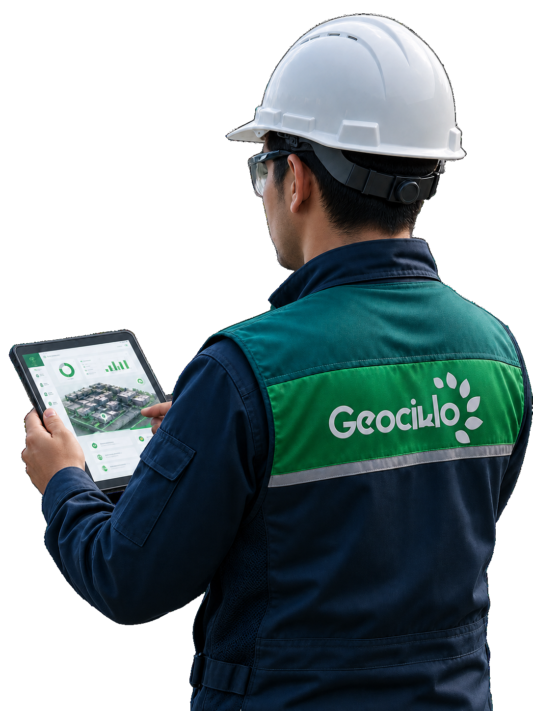 Especialista Geociklo con tablet